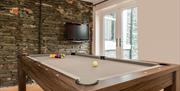 Pool table in The Tall House, Keswick in the Lake District, Cumbria