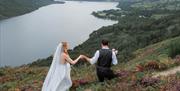 Bridal couple, photographed in the Lake District, Cumbria by Fellside Weddings Photography