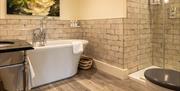 Ensuite bathroom with shower at Heather Glen Country House in Ainstable, Cumbria © Al Topping 2024