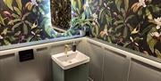 Bathroom decor at Moss Foot Holiday Home in Firbank, Cumbria