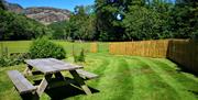 Picnic table and views at Lishman House at The Patterdale Estate in Glenridding, Lake District