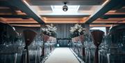 The Halston events space dressed for a wedding in Carlisle, Cumbria