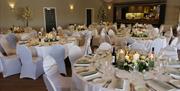Venue set for a wedding breakfast at The Dunes Hotel in Barrow-in-Furness, Cumbria