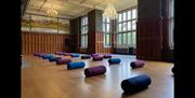 The Stone Room set for a yoga workshop at The Lingholm Estate in Portinscale, Lake District