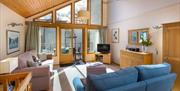 Living area inside a lodge at Keswick Bridge in Keswick, Lake District