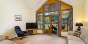 Living area inside a lodge at Keswick Bridge in Keswick, Lake District