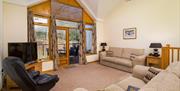 Living area inside a lodge at Keswick Bridge in Keswick, Lake District