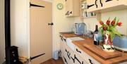 Self Catered Kitchen at Reiver's Retreat at Low Moor Head Farm in Longtown, Cumbria