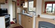 Kitchen in a Caravan at Spoon Hall Caravans near Coniston, Lake District