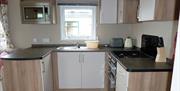 Kitchen in a Caravan at Spoon Hall Caravans near Coniston, Lake District