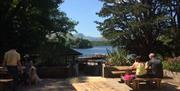 Guests seated outside at Lakeside Café Restaurant in Keswick, Lake District