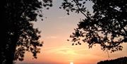 Sunset views from Mountain View Camping Pods near Gatebeck, Kendal