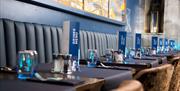 Dining space in Penny Blue Restaurant at The Halston in Carlisle, Cumbria