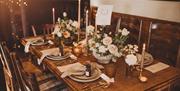 Table Set for a Wedding Breakfast at The Wild Boar Inn in Windermere, Lake District