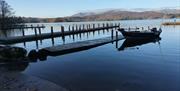 Jetty and boat used on fishing trips with West Pennine Angling Solutions in the Lake District, Cumbria
