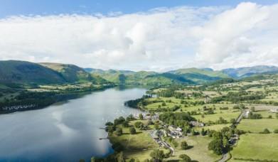 Aerial view of Another Place, The Lake and Ullswater in the Lake District, Cumbria