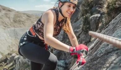 Visitor on the Via Ferrata course at Honister Slate Mine