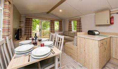 Inside a holiday caravan at Park Cliffe
