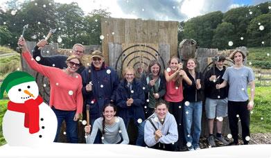 Family axe throwing at Graythwaite Adventure