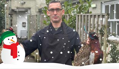 Chef at The Plough at Lupton with Pheasants