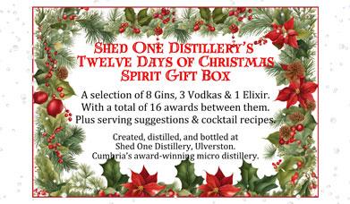 Advert for Shed One's 12 Days of Christmas Spirit Gift Box