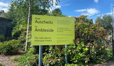 Signage for 'From Auschwitz to Ambleside' - Permanent Exhibition in Windermere, Lake District