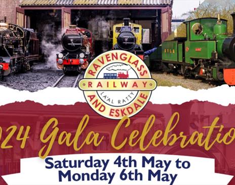 Poster for 2024 Gala Celebrations at Ravenglass & Eskdale Railway in Ravenglass, Cumbria