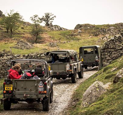 Land Rovers Driving Off-Road with Kankku in the Lake District, Cumbria