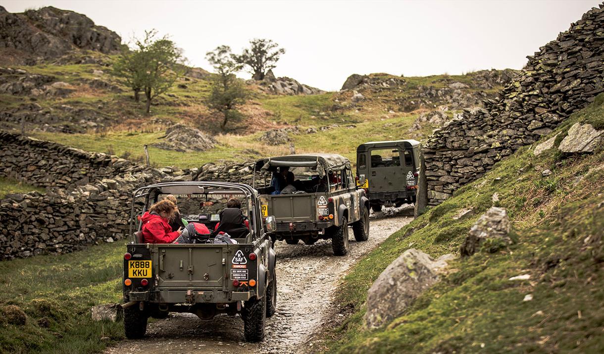 Land Rovers Driving Off-Road with Kankku in the Lake District, Cumbria