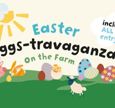 Poster for Easter Eggstravaganza 2024 at Walby Farm Park near Carlisle, Cumbria