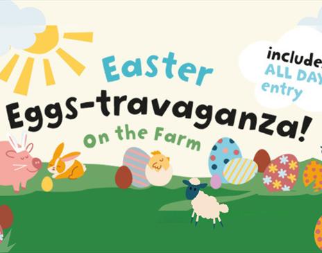 Poster for Easter Eggstravaganza 2024 at Walby Farm Park near Carlisle, Cumbria
