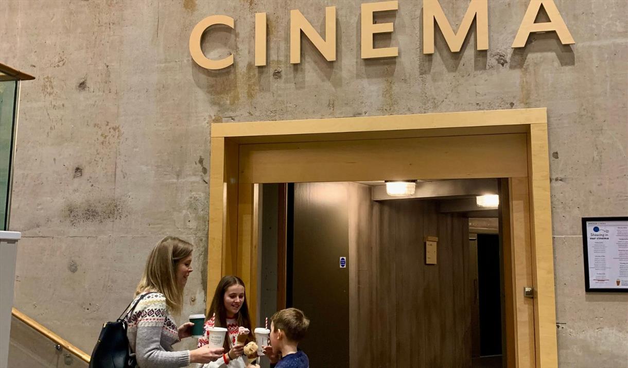 Visitors at the Cinema Entrance at Rheged in Penrith, Cumbria
