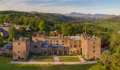 View from Above of Muncaster Castle in Ravenglass, Lake District