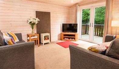 Living Area at Woodlands Pine Lodges in Meathop, Lake District