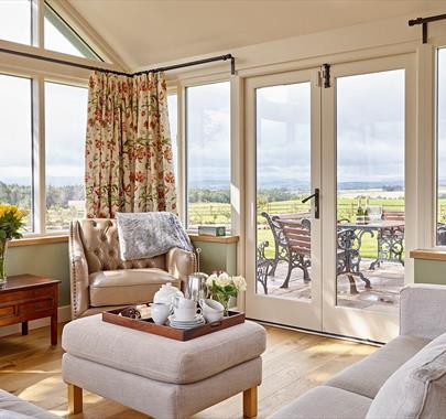 Living Room and View from Todd Hills Hall Farm in Melmerby, Cumbria