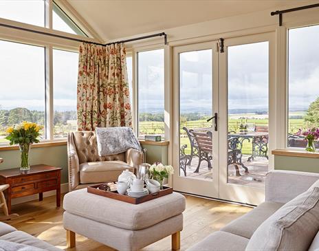 Living Room and View from Todd Hills Hall Farm in Melmerby, Cumbria
