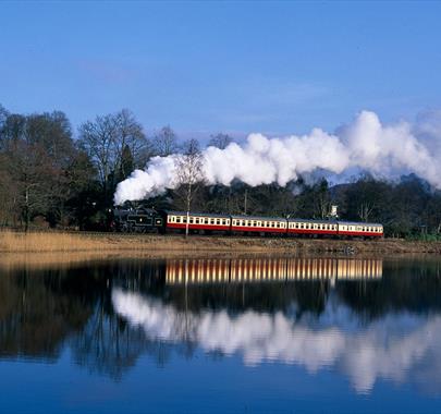 Historic Steam Trains at Lakeside & Haverthwaite Railway in the Lake District, Cumbria