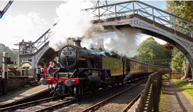 Historic Steam Trains at Lakeside & Haverthwaite Railway in the Lake District, Cumbria