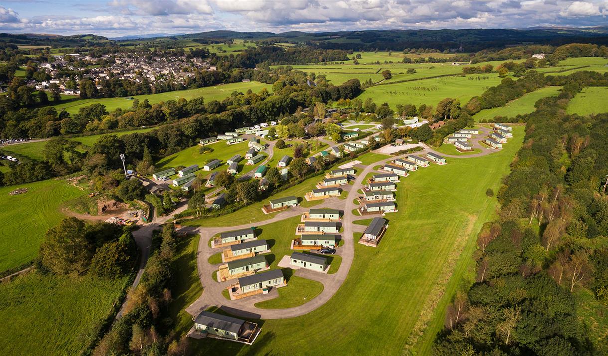 Bird's eye view of Woodclose Park in Kirkby Lonsdale, Cumbria.