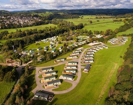 Bird's eye view of Woodclose Park in Kirkby Lonsdale, Cumbria.