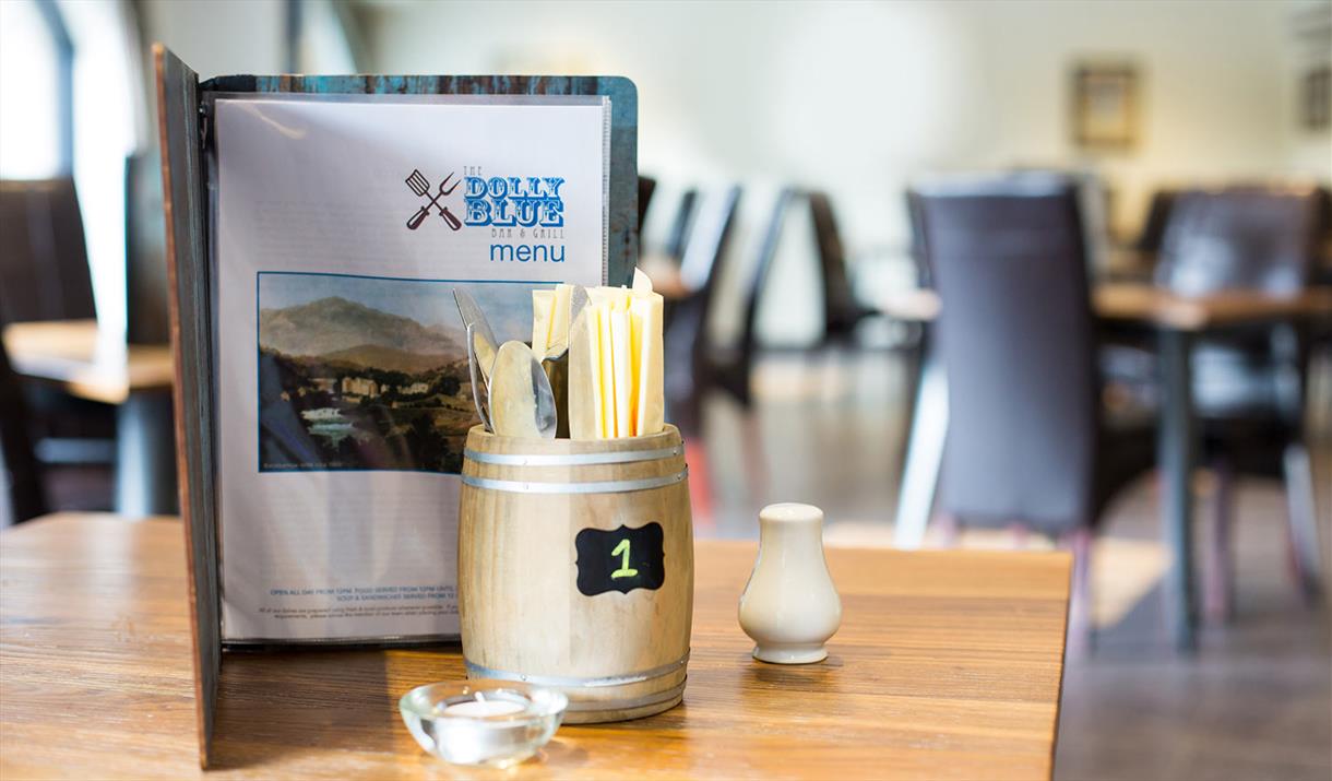 Table Setting at the Dolly Blue Bar & Grill at Whitewater Hotel in Backbarrow, Lake District