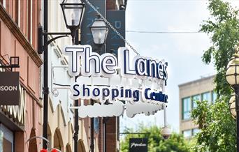 Exterior Signage at The Lanes Shopping Centre in Carlisle, Cumbria