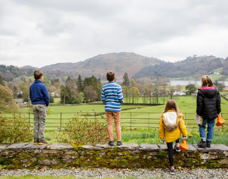 Family Exploring Nature at Allan Bank in Grasmere, Lake District