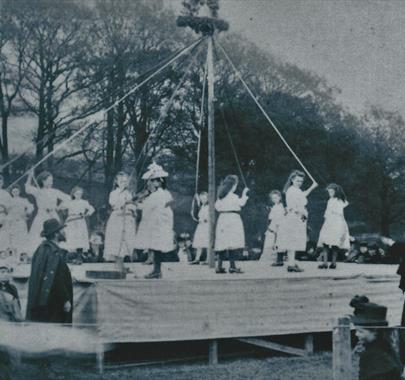 Historic Photo of a May Pole Celebration in Keswick, Promoting the The Armitt Talk Series: May Day, Merrie England and more: Morris dances in Cumbria