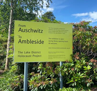 Signage for 'From Auschwitz to Ambleside' - Permanent Exhibition in Windermere, Lake District