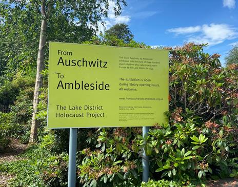 Signage for 'From Auschwitz to Ambleside' - Permanent Exhibition in Windermere, Lake District