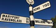 Signpost on the Conquering Cumbria tour with Cumbria Tourist Guides
