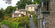 Brantwood Tearoom Terrace on tours with Cumbria Tourist Guides