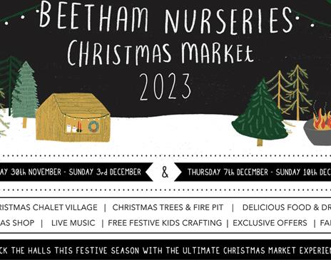 Poster for Christmas Market Weekend at Beetham Nurseries in Beetham, Cumbria