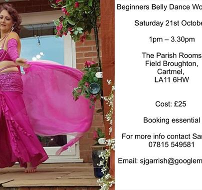 Poster for Beginners Belly Dance Workshop in Field Broughton, Cumbria